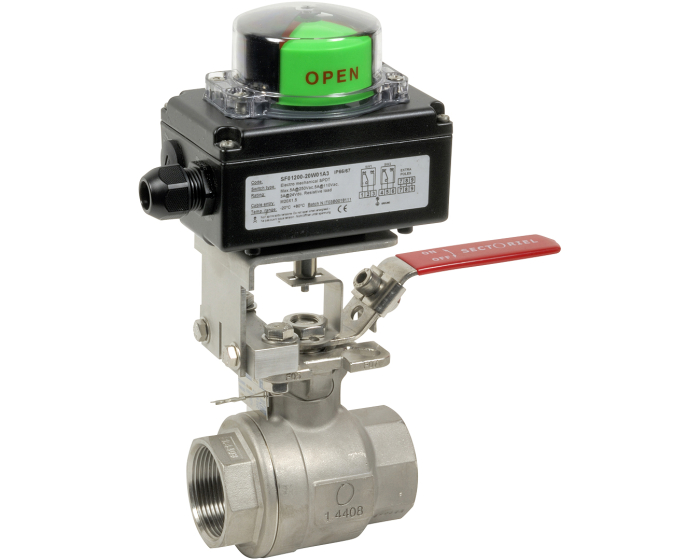 Stainless steel ball valve 715XS 2-piece body BSP + limit switch box